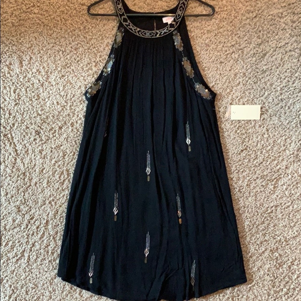 Pixley hand beaded little black dress. NWT
